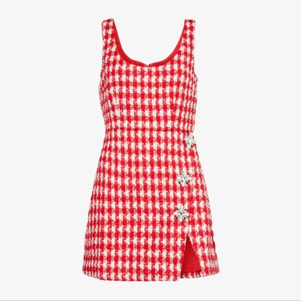 SELF-PORTRAIT Crystal-embellished metallic-bouclé woven mini dress